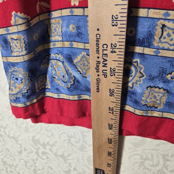 VTG Capacity Top Shirt Shacket M Red Blue Paisley Floral Mixed Denim Collar - Picture 15 of 16
